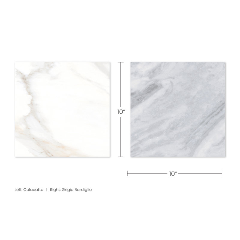 Tavari Checkerboard 10X10 Calacatta And Bardiglio, Gray/White