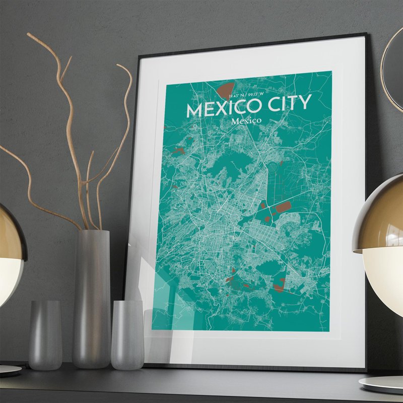 Mexico City Map In Nature - No Frame Print, 36cm H x 24cm W x 0.05cm D