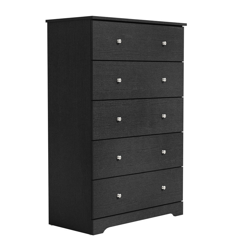 Commode 5 tiroirs Darin, Chêne noir