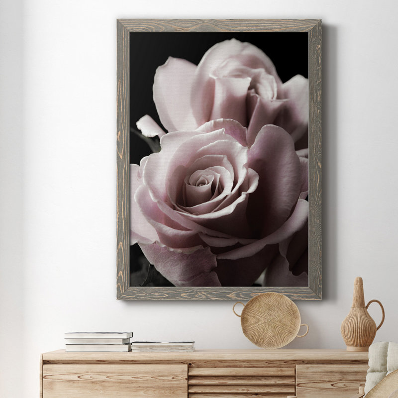 Rose Noir II - Toile encadrée de qualité supérieure - prête à être accrochée, Gris, H 31,5 po x l 23,5 po x P 1,5 po