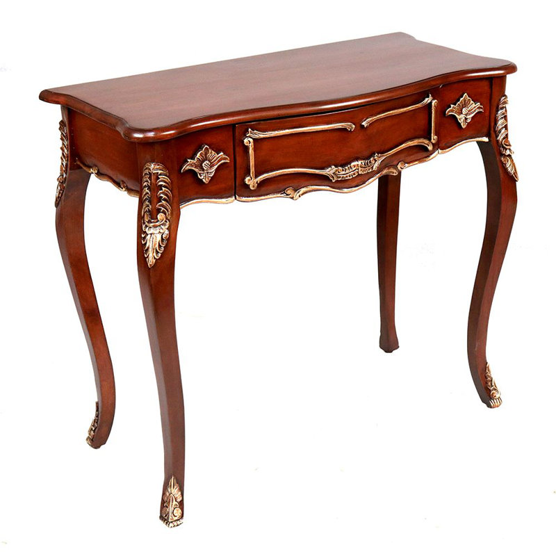 Kishore 36'' Solid Wood Console Table, Red Wood