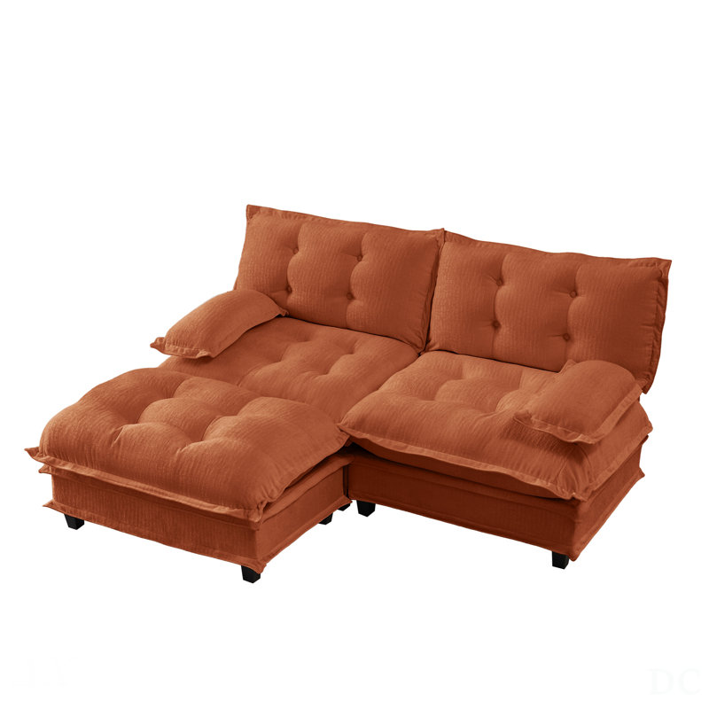 77 Inch L-Shaped Modular Sofa With Ottoman, Deep Seating And Chenille Cushions For Ultimate Comfort In Living Rooms And Bedrooms