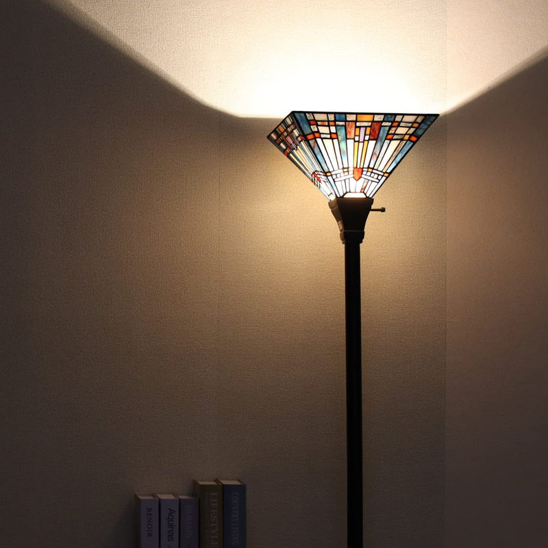 Tiffany Torchiere Floor Lamp,Stained Glass Lamp Shade