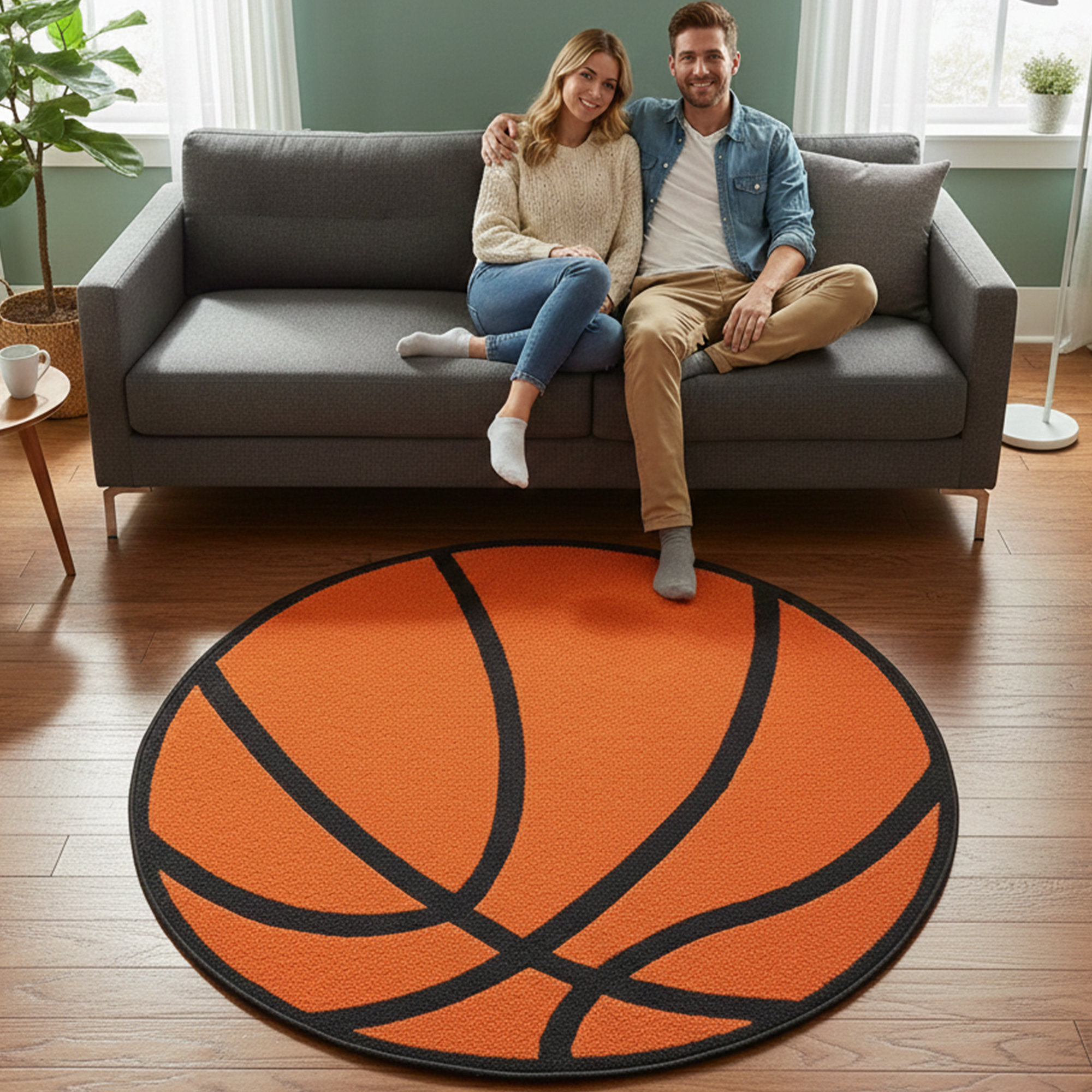 Play Area Rug Design Harriet Bee Furnish My Place Basketball Round Play Area Rugs for Kids ...