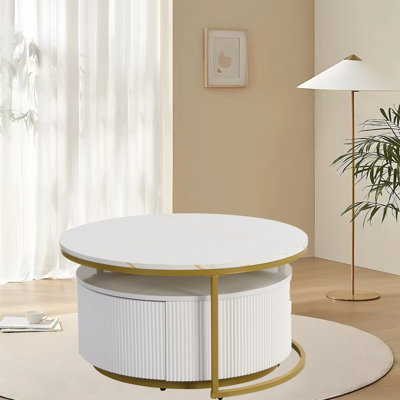 Table basse gigogne moderne avec tiroir 27,6 po