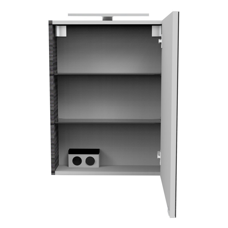 Surface Mirrored Bathroom Cabinets with Mirror and 2 Adjustable Shelves, Stop on the right, Dark brown