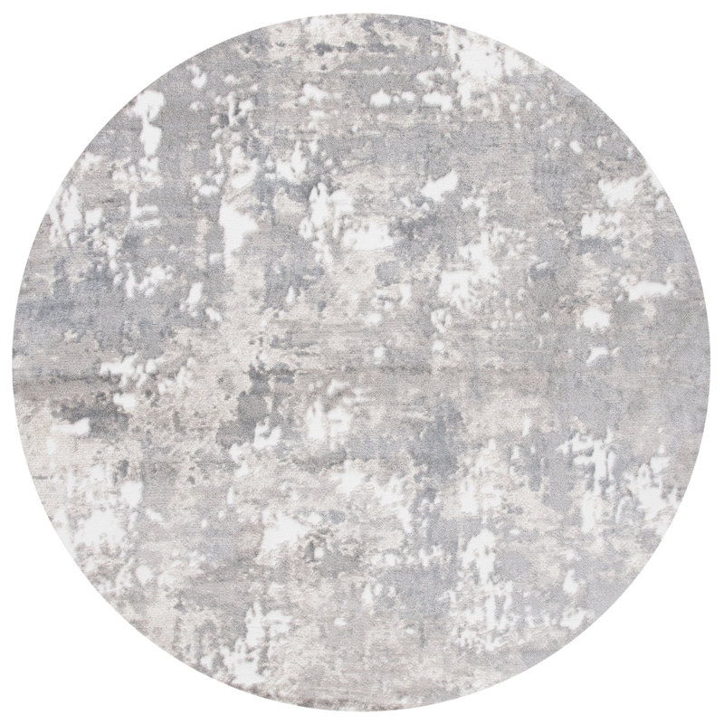 Tapis gris/ivoire, Rond 6 pi 7 po