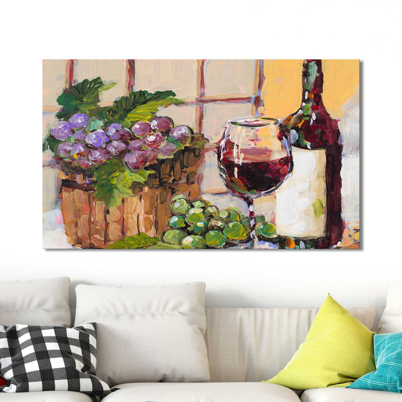 «Classic Wine Still Life», reproduction de peinture à l'huile, H 18 po x l 30 po x P 1 po, Toile tendue