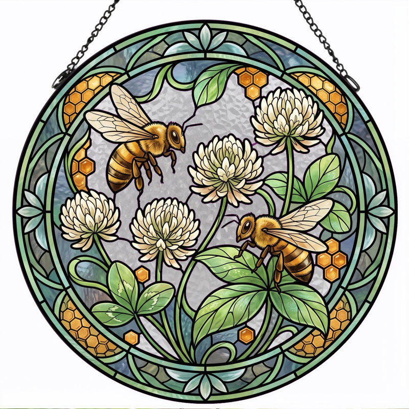 Panneau de vitrail en verre coloré, 7,8 heures, H 7,8 po