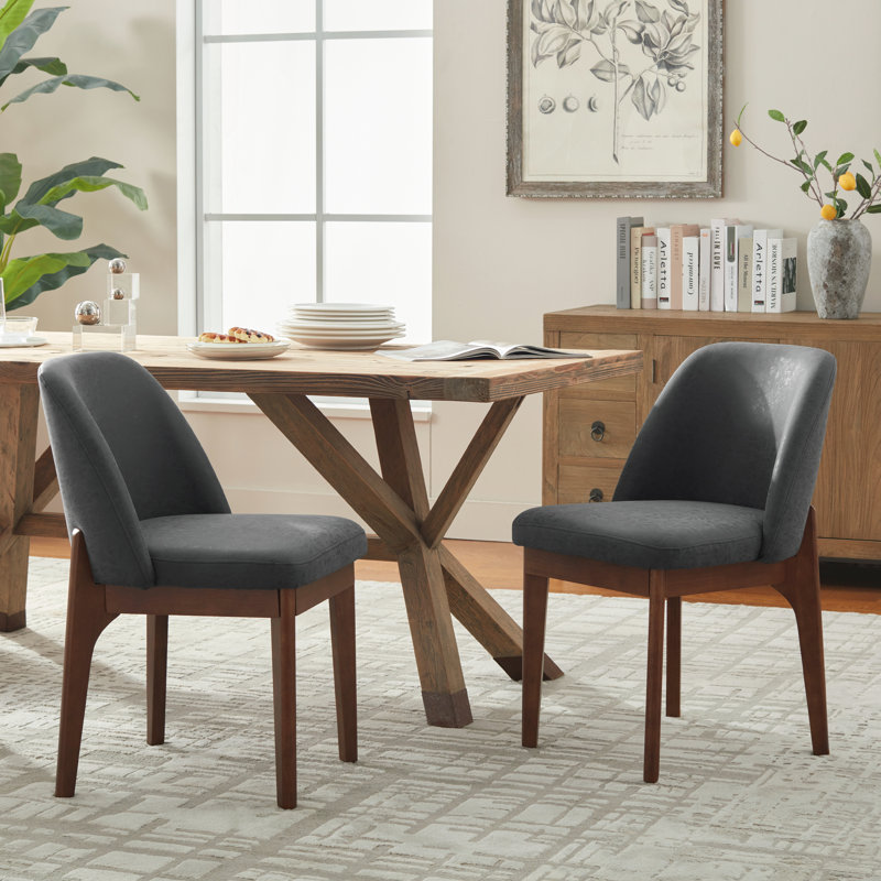 Chaises de salle à manger rembourrées Bason, Gris anthracite foncé