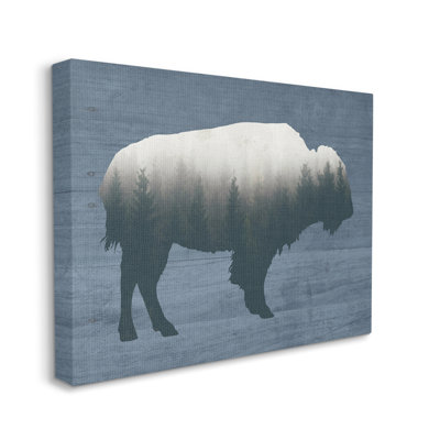 " Rustic Bison Shape Silhouette Forest Trees Pattern " by Lettered And Lined