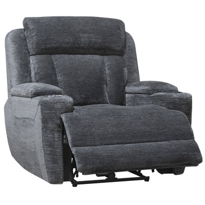 42" Upholstered Power Recliner with Adjustable Headrest with Pillow Top Arms by Hokku Designs