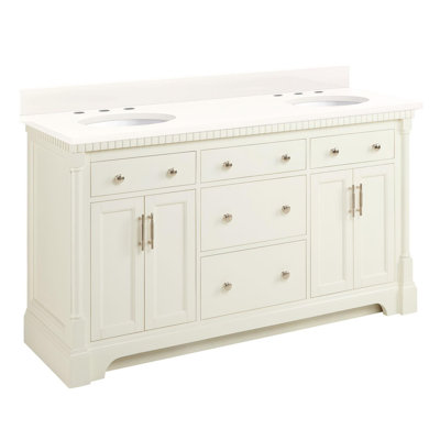 Claudia 60" Mahogany Double Basin Vanity Set with Cabinet, Vanity Top