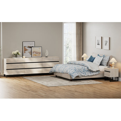 Lirah Dresser And Nightstand Set Of 3, Dresser With 6 Drawers, 2 Nightstand With Drawer And Cabinet For Bedroom, Bedroom Furniture Set by Latitude Run