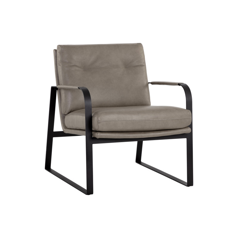 Leather Lounge Chair, Gray Genuine Leather