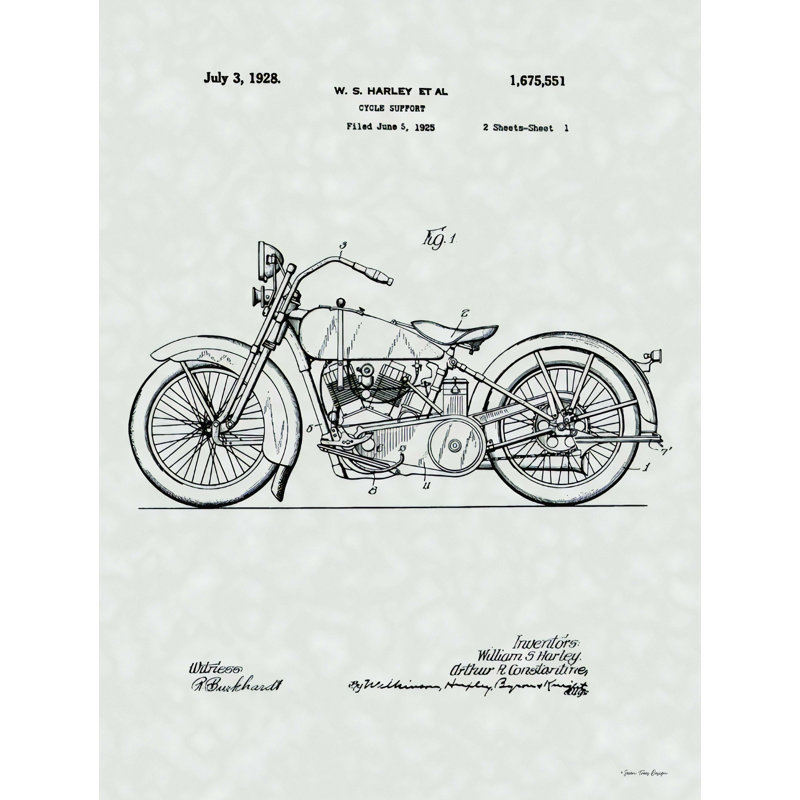 Harley Patent - Wrapped Canvas Print, 24" H x 18" W  