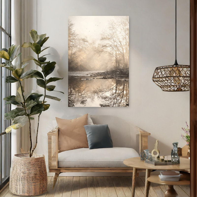 Art contemporain Swatara, reflets peints, paysage contemporain, H 48 po x l 32 po
