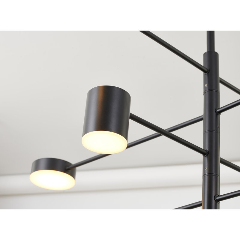 Modern 6 Light 3 Tier Black Shade Chandelier