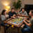 53" 6-Player Game Dining Table With Removable Top & Storage Rack
