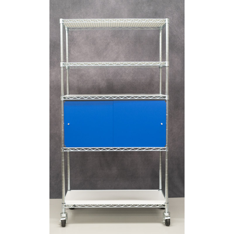 Wire Shelf Enclosure, 13" H x 48" W x 18" D, Light Blue