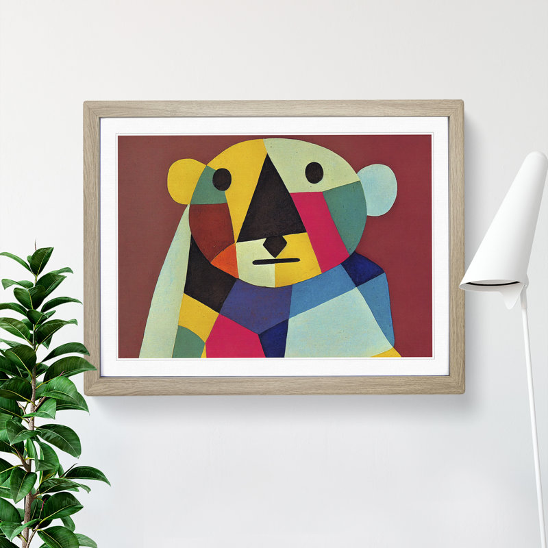 Abstract Koala Bear - Framed Print, 25cm H x 34cm W x 2cm D, Oak