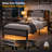 Upholstered Bed Frame With Led Lights & Charging Station-1676284723