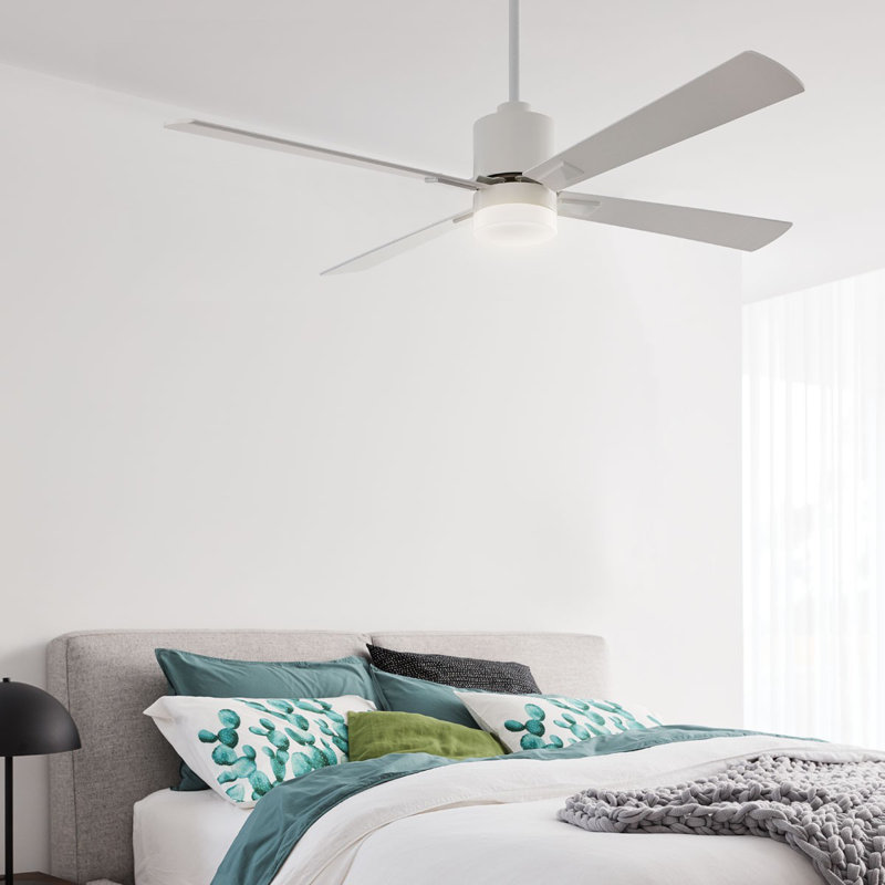 Harford 4 - Blade Standard Ceiling Fan with Remote Control, White