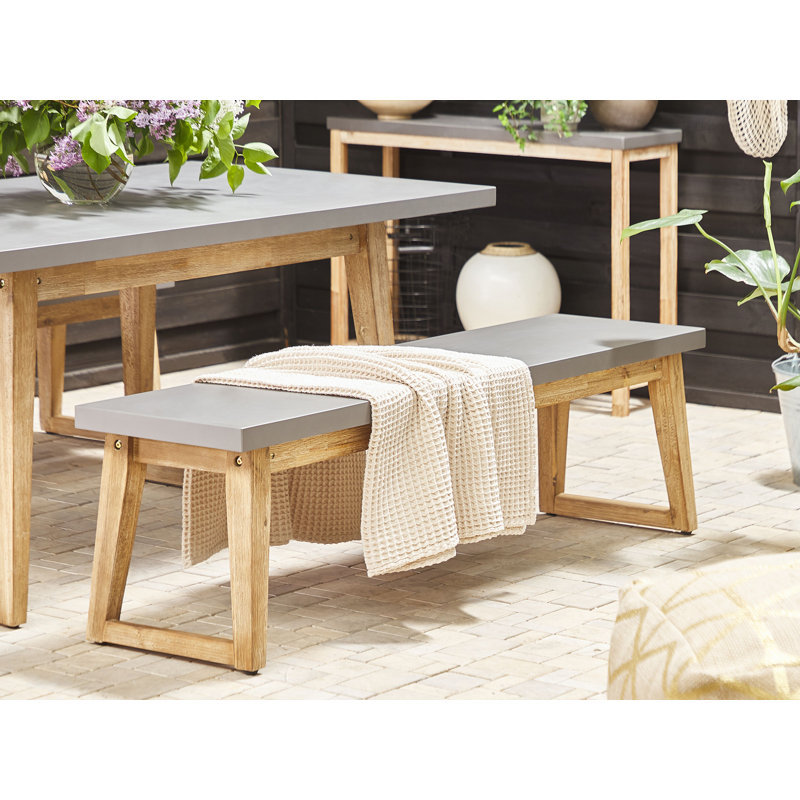 Dameyon Solid Wood/Cement Outdoor Bench