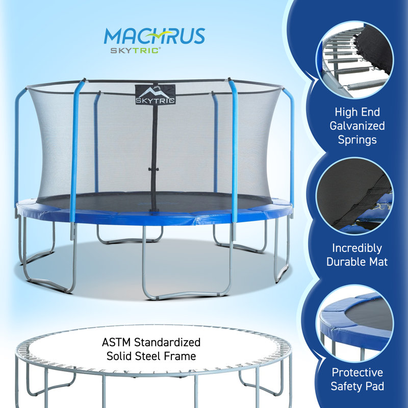 Skytric 15 ft Blue Round Trampoline with Enclosure System