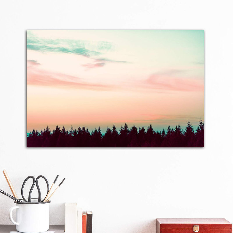 Sunset Over The Pines by Nature Magick - Wrapped Canvas Print, 30.48 cm H x 45.72 cm W