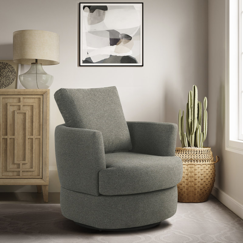 Elden 29" Wide Upholstered Swivel Accent Chair, Gray Polyester