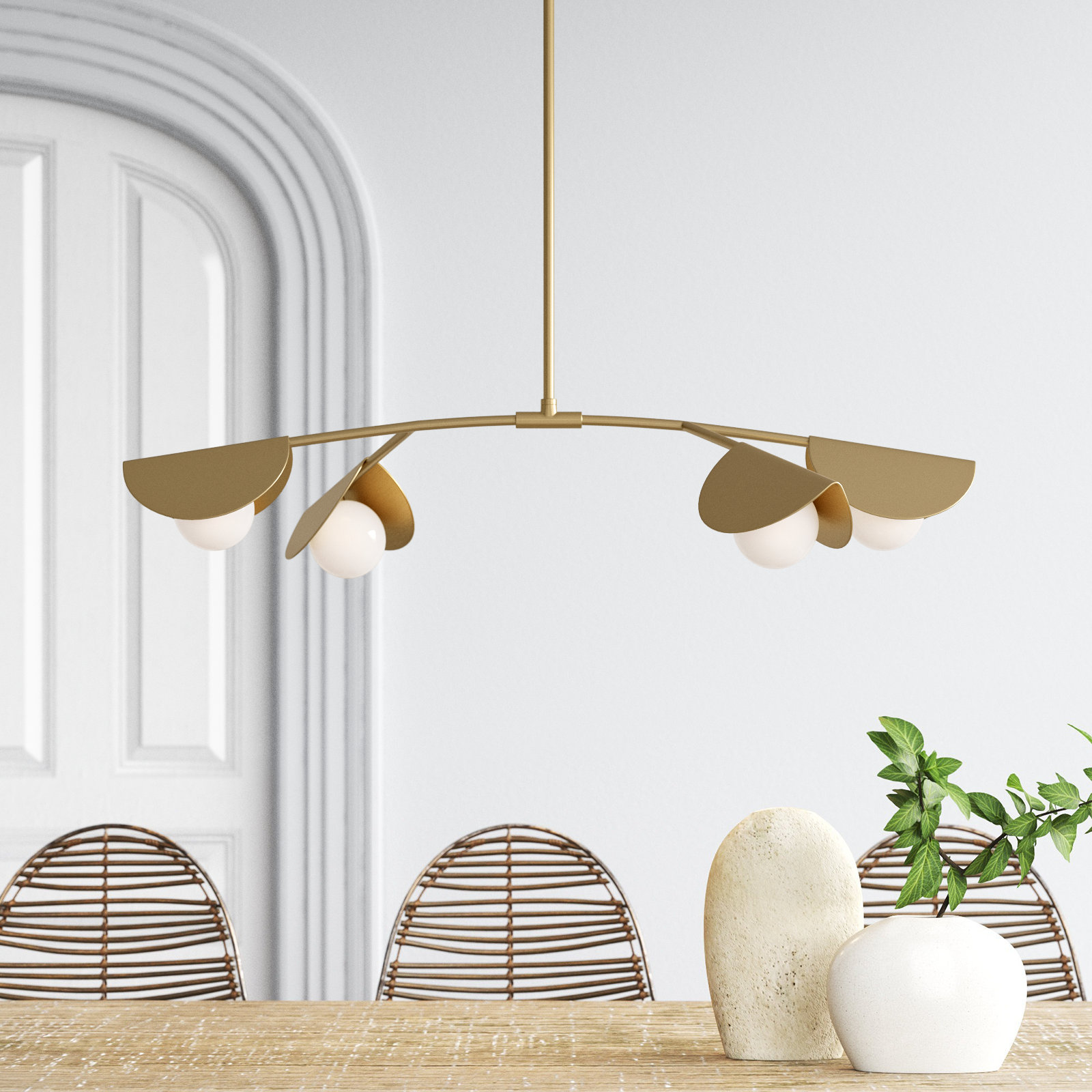 Gamora 4 Light Dimmable Pendant, Aged Brass