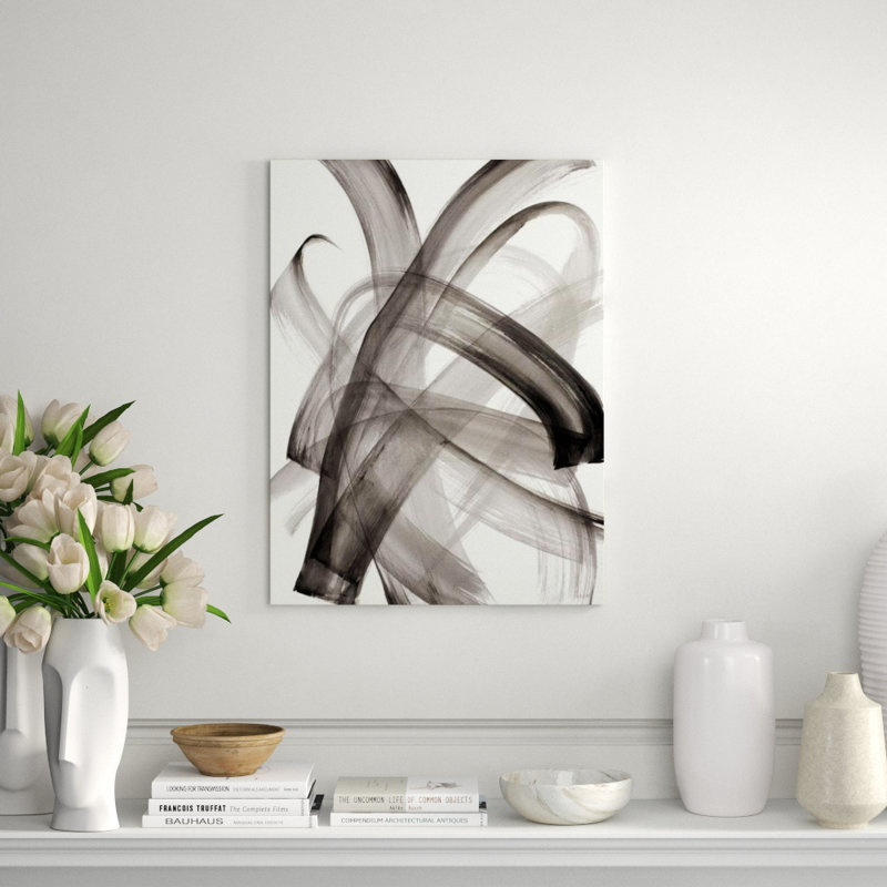 Motion In Gray I Painting by Janice Sadler, Glass Coat, 53" H x 40" W x 1.5"D