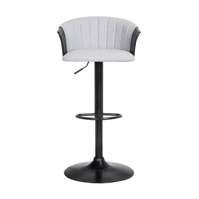 Jerahmy Modern Adjustable Swivel Metal Bar Stool, Light Gray/Black