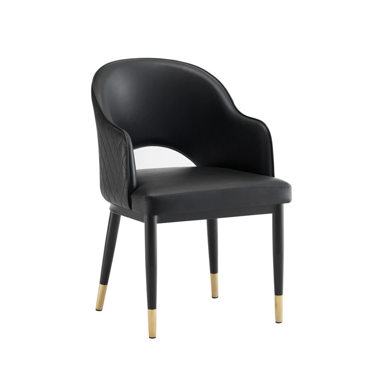 Chaise d'intérieur en acier avec assise et dossier en vinyle, Noir