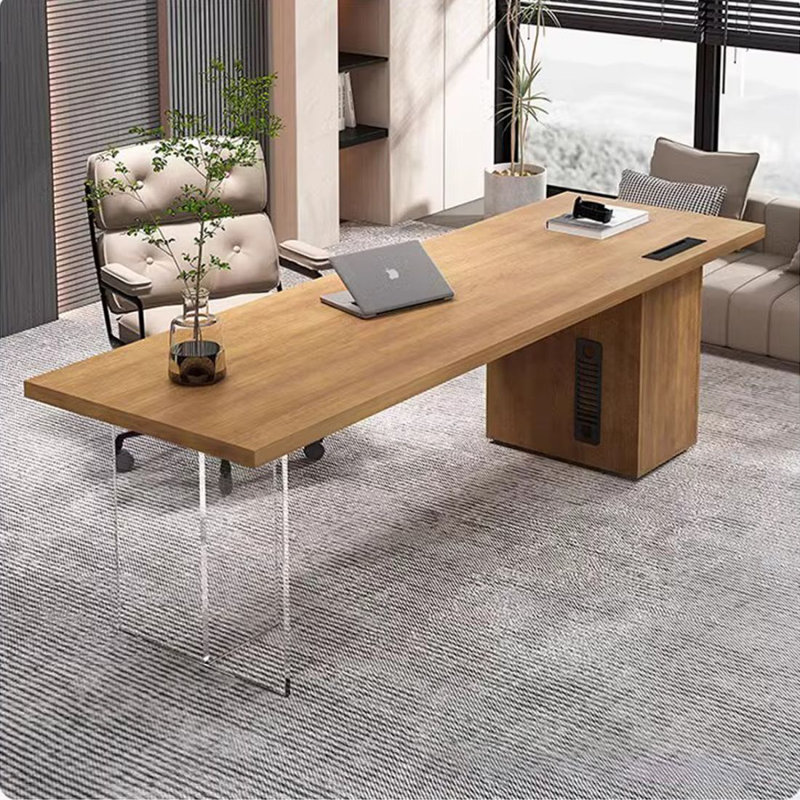Bureau et bibliothèque intégrés modernes et simples, 29.53" H x 86.61" W x 31.5" D, Bois robuste