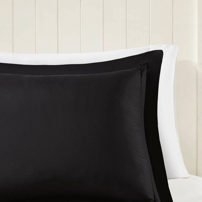 Ensemble de couette réversible matelassée 3 pièces en polyester, matelassage en losanges 3M Scotchgard, alternative au duvet, rouge et noir, format King/Cal King