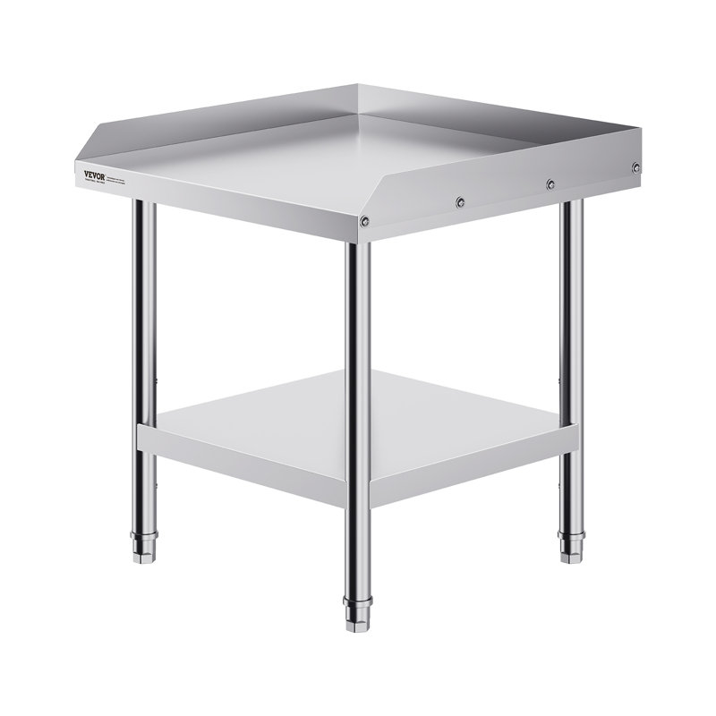 Table de travail en acier inoxydable de 26 po de hauteur avec 3 cloisons latérales et une tablette de hauteur