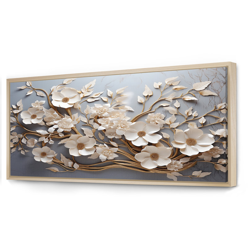 «White Orchid Tree Garden of Branches 7», reproduction d'art sur toile florale abstraite - reproduction d'orchidée sur toile