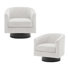 Applewold Upholstered Beige Corduroy Swivel Barrel Chair with Solid Wood Base