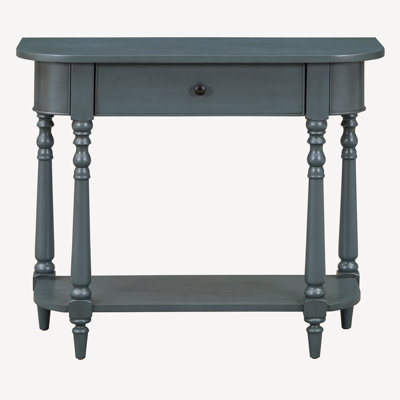 Console Table Entryway Table with Curved Corner,Top Drawer and Open Shelf