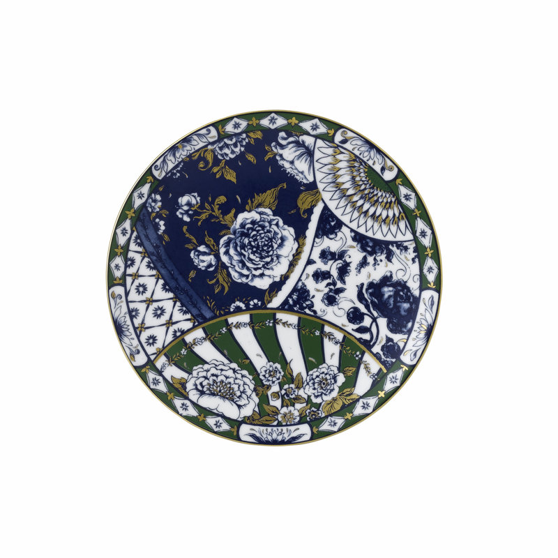 Victor Handmade Bone China Salad/Dessert Plate, Blue/Green