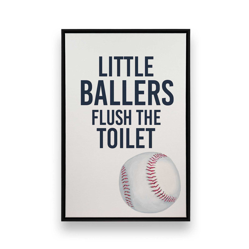 Little Ballers Flush The Toilette, H 36,75 po x l 24,75 po, Cadre flottant, Noir satiné