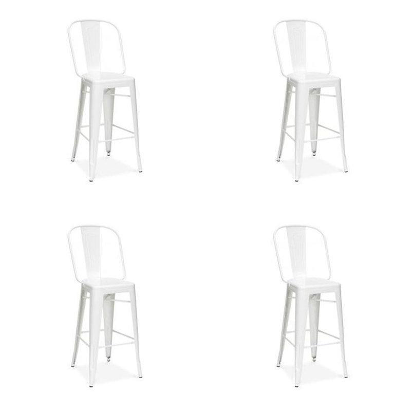 Cazzie Counter Stool with Metal Frame, White