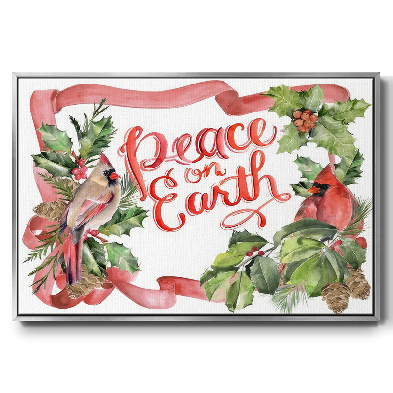 Cardinal Holly Christmas Collection A, H 17 po x l 25 po x P 1,5 po, Encadrement argenté