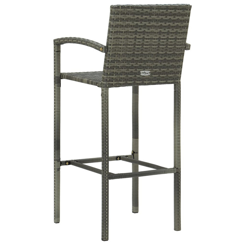 Patio Bar Table and Stools Set Poly Rattan, Gray