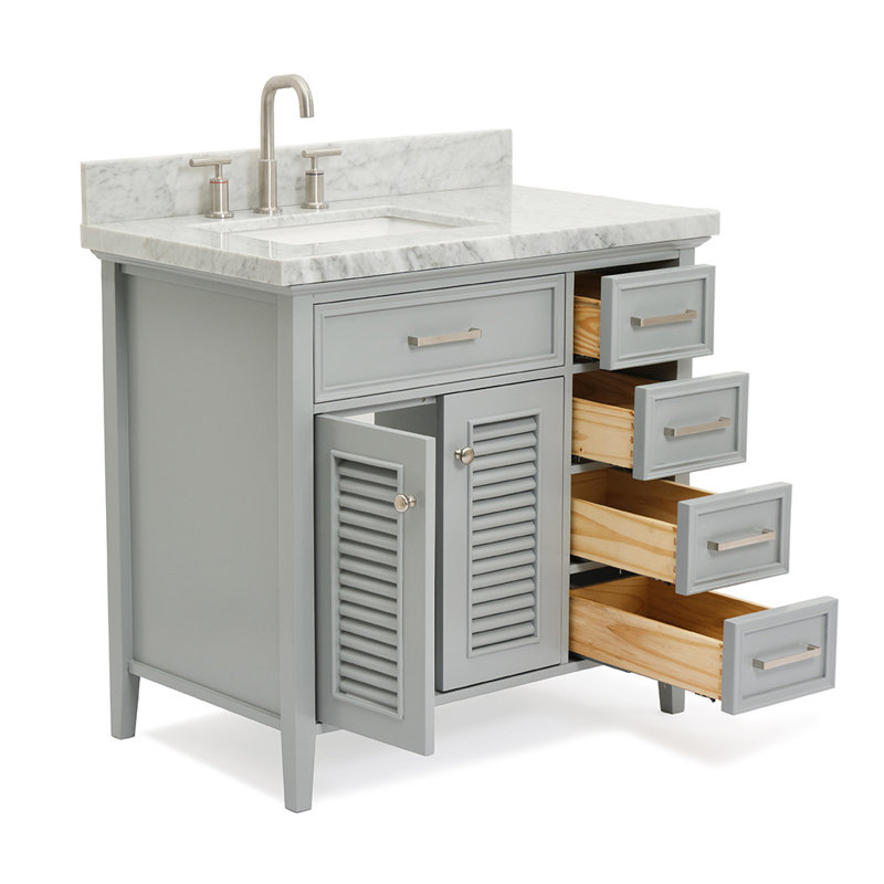Ensemble de meuble-lavabo simple 37 po Bodhin, Gris, Gauche