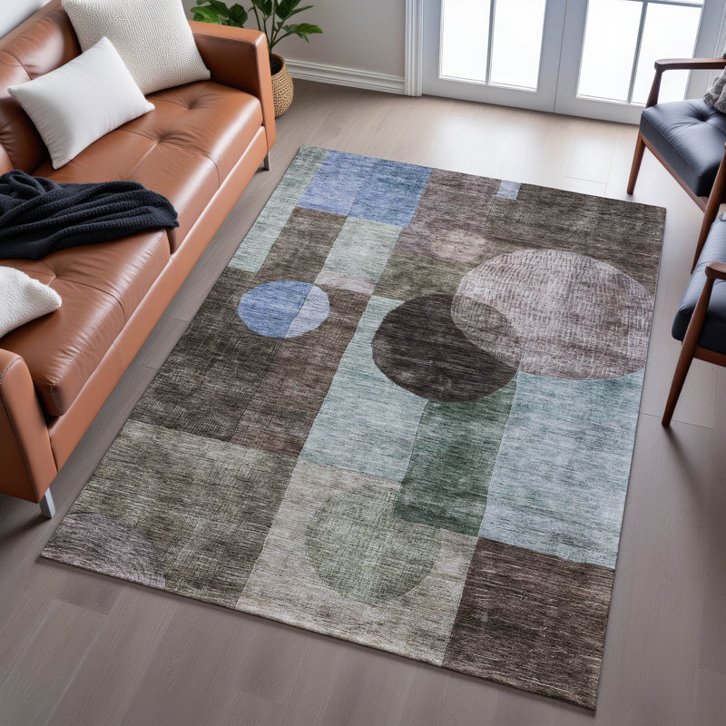 Premium Machine Washable Konopka AMF1114 Geometric Rug, Rectangle 8' x 10'
