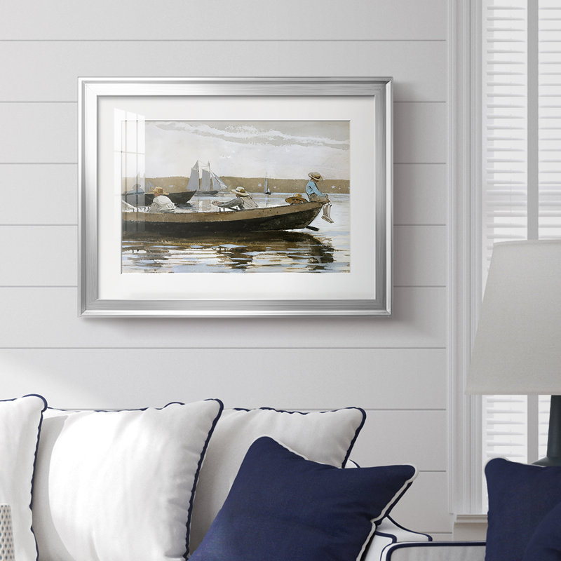 Garçons dans un Dory-Winslow Homer, reproduction encadrée avec passe-partout et verre - 1873, 18,5 x 24,5, Argent