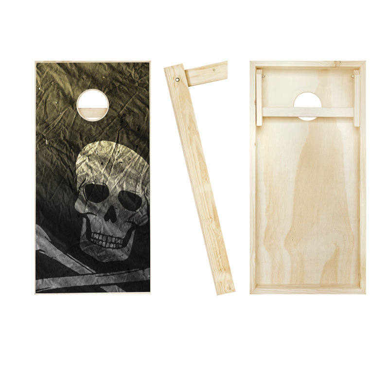 Ensemble de cornhole en bois massif 2 pi x 4 pi avec sacs Pirate, Rouge / bleu royal
